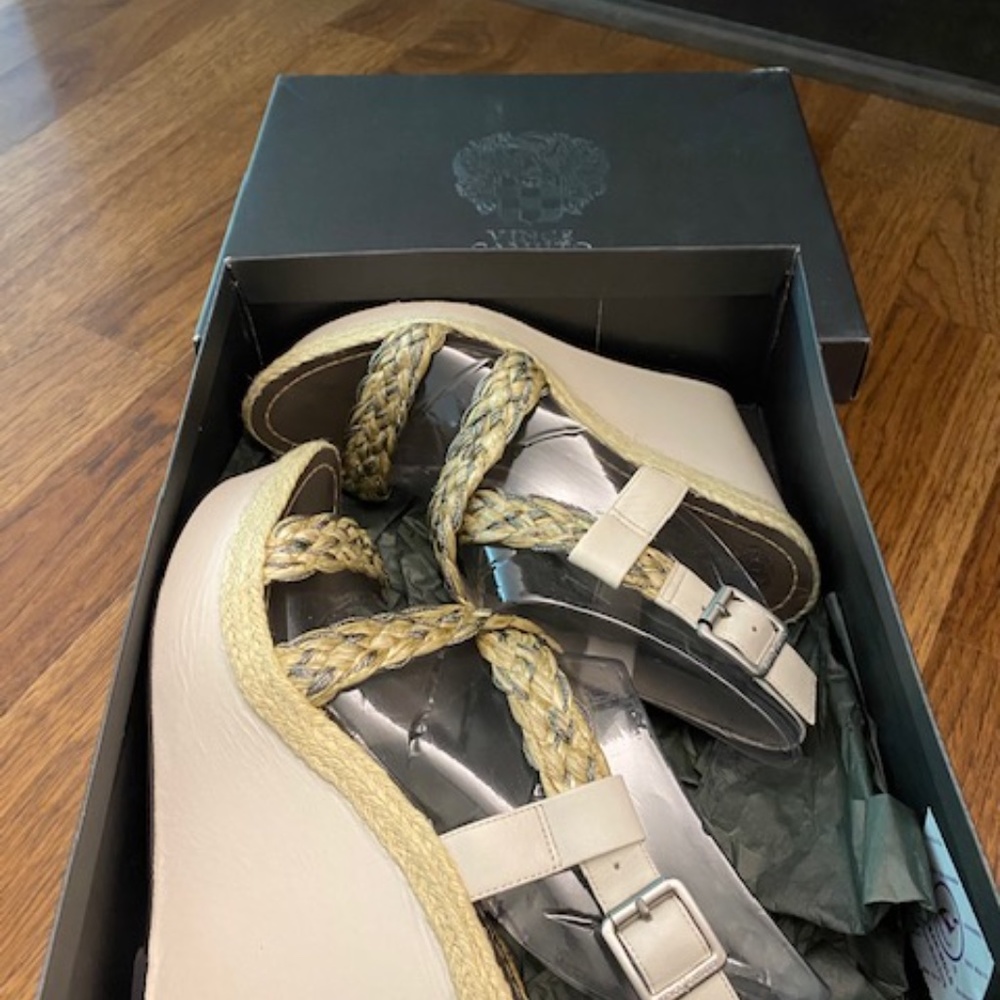 Vince Camuto Cream and Tan Wedges